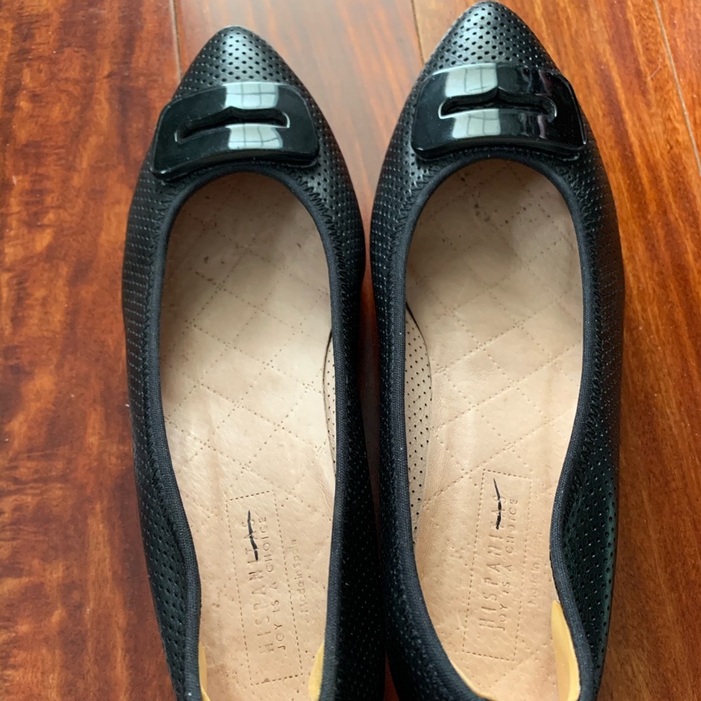 Hispanitas Block Heel Leather Black Pumps Size 39.5 $280